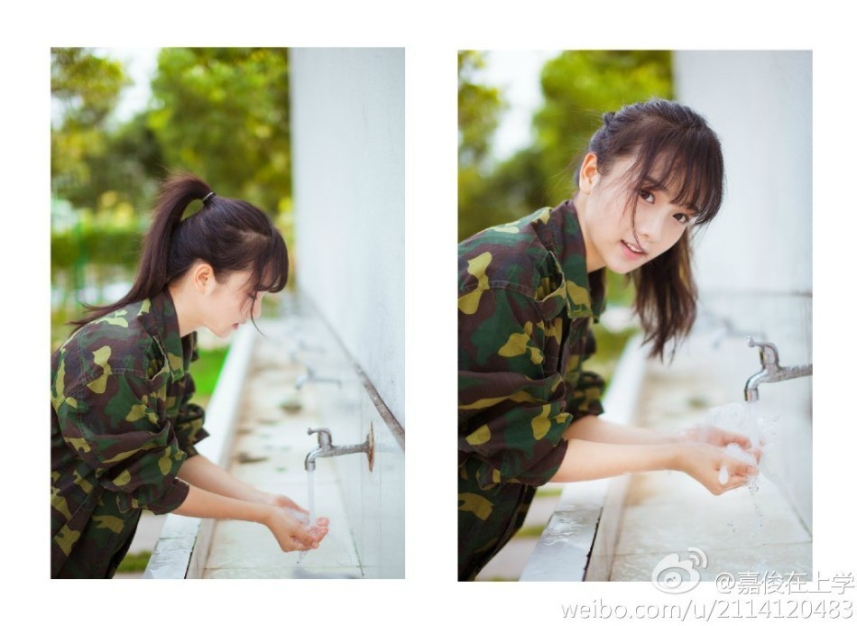 浙江高校军训女神人物gif搞笑图片