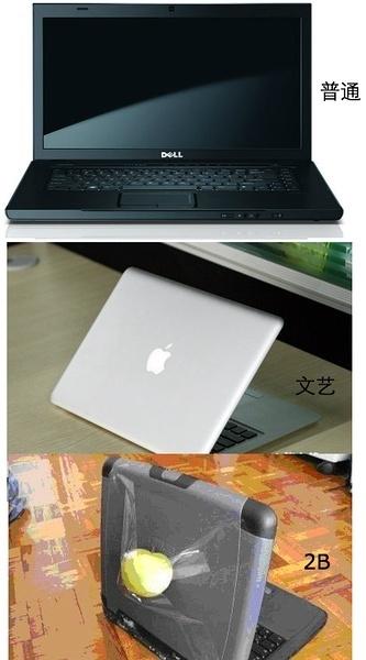 普通青年、文艺青年、二逼青年用笔记本电脑时的区别人物gif搞笑图片