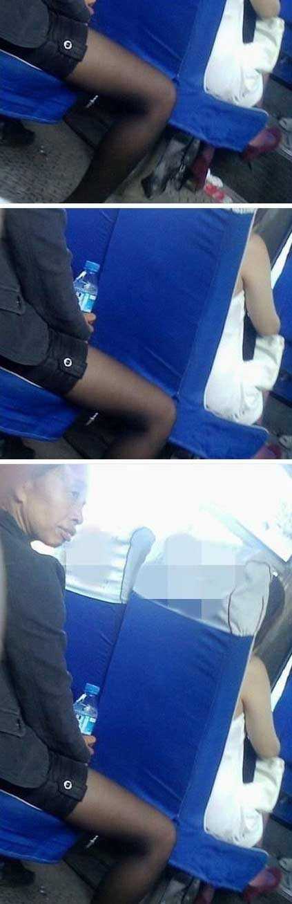 公交车上看见的黑丝MM，雷倒不负责人物gif搞笑图片