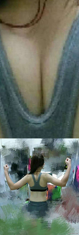 谁说平胸妹子就没有沟的人物gif搞笑图片