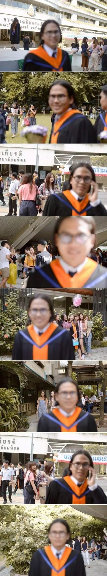 泰国小哥Panuphong Rordlerdrhai在脸书上上传了摄影师为他拍摄的一组毕业照，其实也不失为一种风格……人物gif搞笑图片