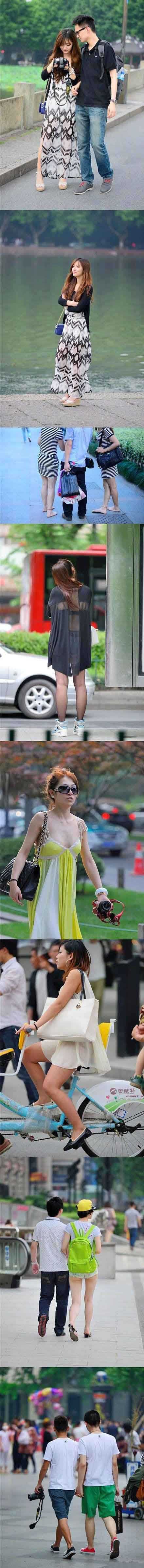 天热了没事儿，去杭州街头拍摄路人，最后一对简直太登对了...人物gif搞笑图片