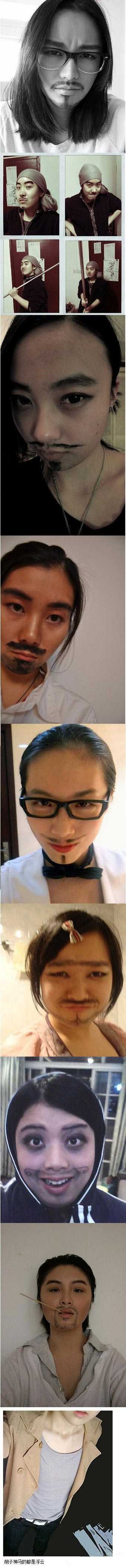 豆瓣妹纸扮男人大挑战活动，被一妹子终结亮点在最后人物gif搞笑图片