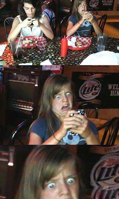 姑娘，你这是看见啥了，眼睛瞪成这样人物gif搞笑图片