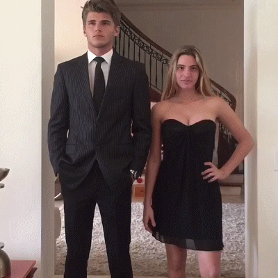 男生和女生各种衣服搭配变化的对比！女人就是活生生的衣柜啊。。。人物gif搞笑图片