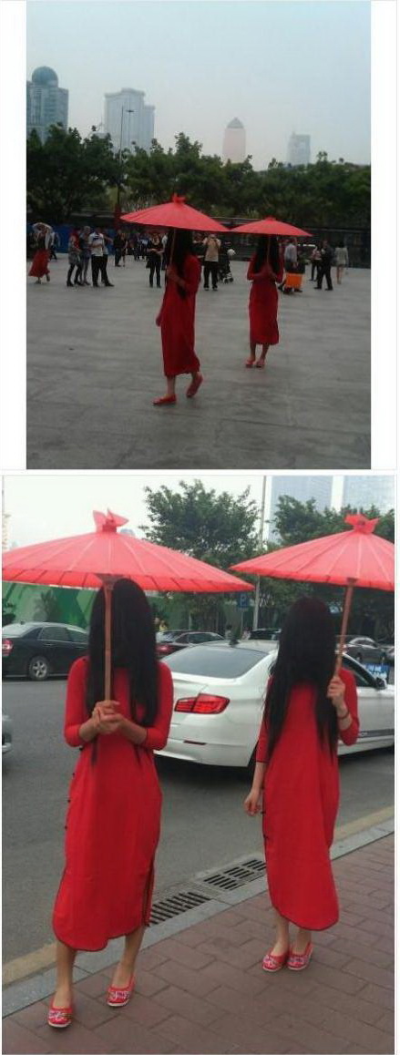 街头飘过红衣妹纸两枚人物gif搞笑图片