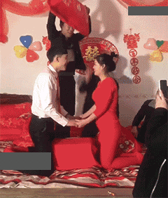 妹子结个婚容易吗，这么漂亮也被整的好惨人物gif搞笑图片