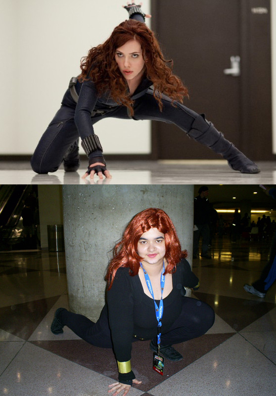 二逼女青年的超级模仿秀人物gif搞笑图片