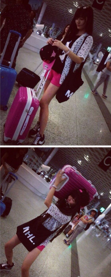 上一秒还是淑女，下一秒就女汉子人物gif搞笑图片