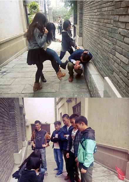 这几个女的欺负我，哥几个要给我报仇啊人物gif搞笑图片