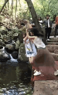 两只猴在汤秋千社会gif搞笑图片