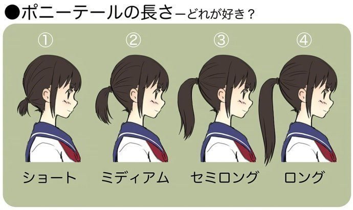 女生马尾头发长度对比图社会gif搞笑图片