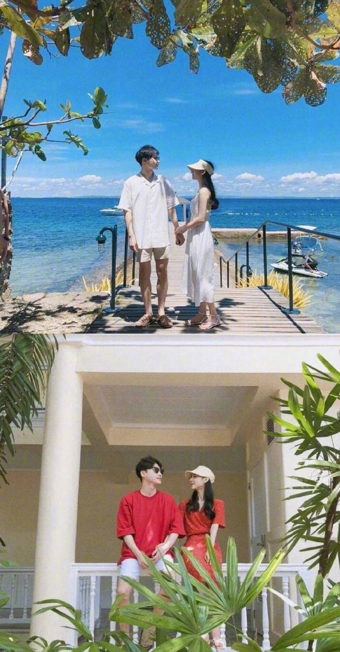 情侣穿情侣装旅游拍照合影的图片社会gif搞笑图片