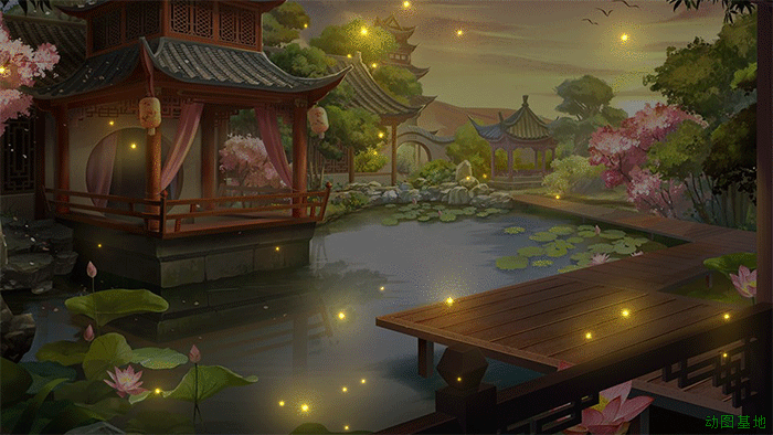 卡通动漫的漫天萤火虫美景GIF动态图社会gif搞笑图片