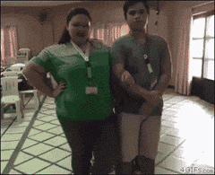 胖妞大变身社会gif搞笑图片