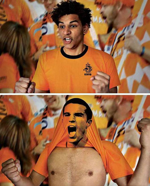 一秒变身，狂热足球迷体育gif搞笑图片