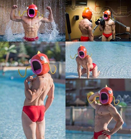 画风清奇的鲤鱼王，简直辣眼睛体育gif搞笑图片