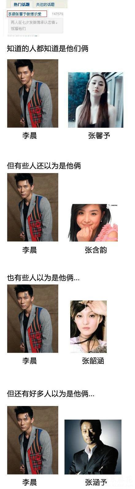 李晨与张馨予的微博传情综合gif搞笑图片