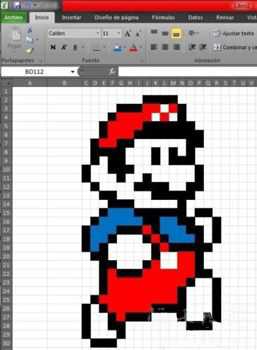 办公室文员应聘题目：用Excel画一幅超级玛丽综合gif搞笑图片