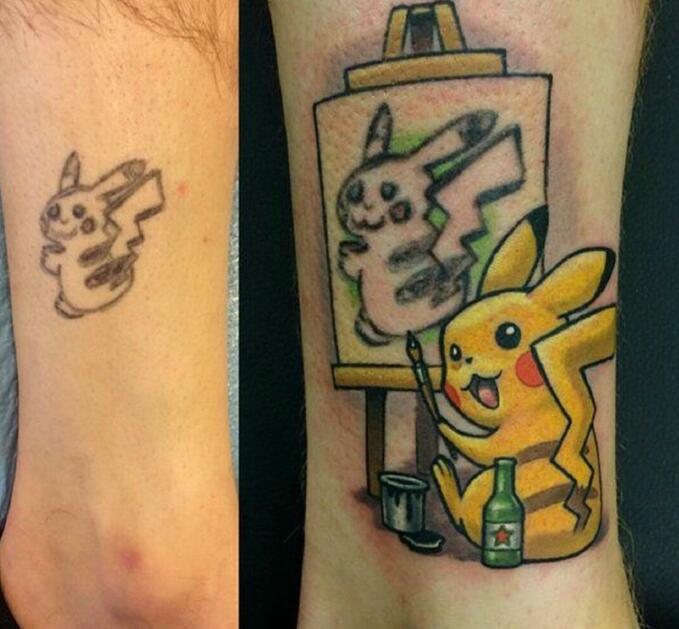 如何修补纹废了的纹身综合gif搞笑图片