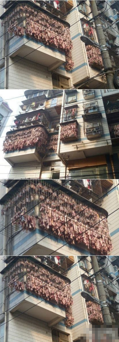 武汉土豪晒腊肉的方式综合gif搞笑图片