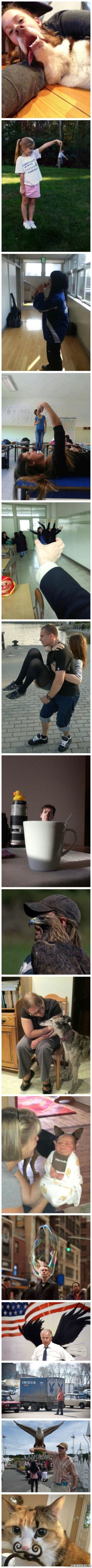 如何借助"错位"拍出有趣的照片，快来学习一下吧！综合gif搞笑图片