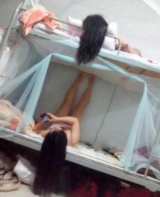 一张图告诉你女生宿舍里是怎么晾干头发的综合gif搞笑图片