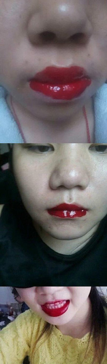 最近流行的撕拉式唇彩，看过一些买家秀我真的醉了综合gif搞笑图片