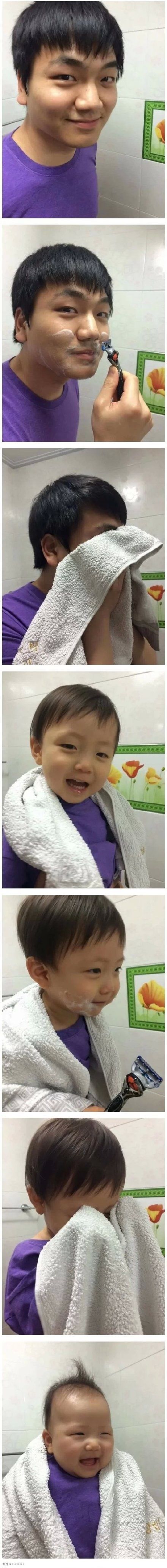 经常刮胡子的男生会显得特别年轻综合gif搞笑图片