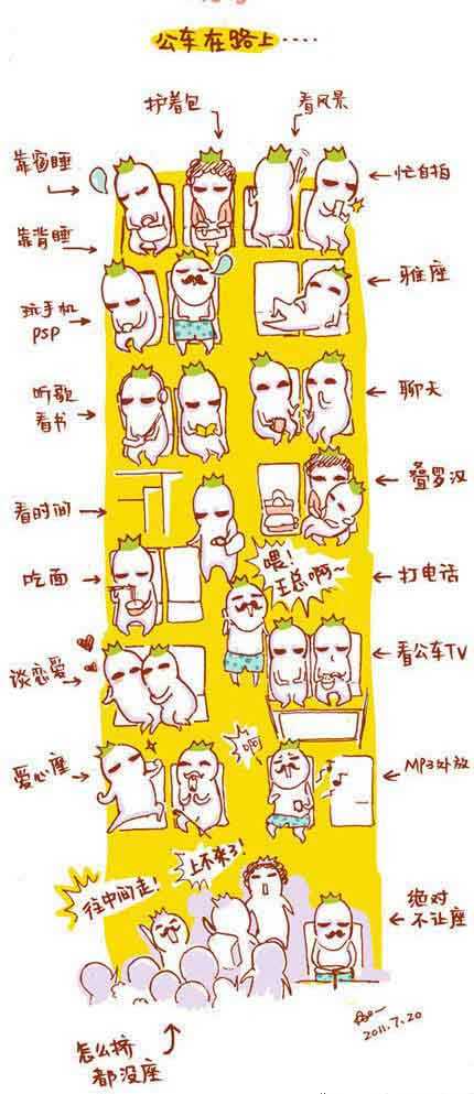 公交车众生相，你属哪一种？综合gif搞笑图片