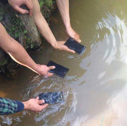 来来来，测试下看谁的手机更防水综合gif搞笑图片