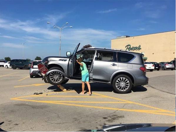 什么？难道这个指示牌不是让我把车停在这吗？综合gif搞笑图片