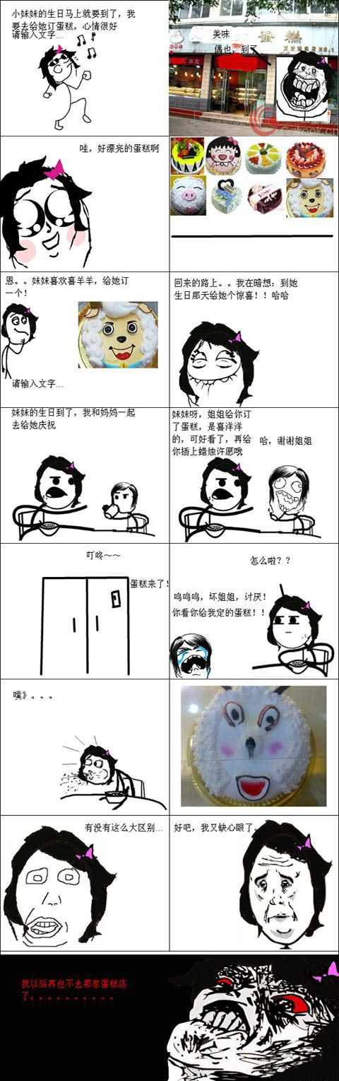 给妹妹订了个漂亮的喜羊羊生日蛋糕综合gif搞笑图片