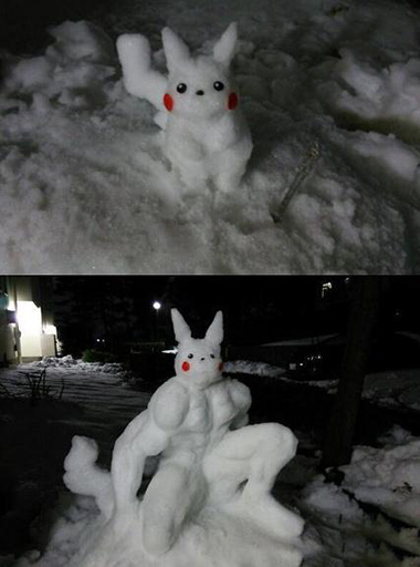 皮卡丘进化前后的样子综合gif搞笑图片