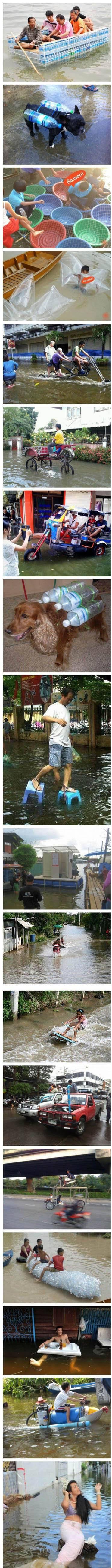 水灾中的欢乐综合gif搞笑图片