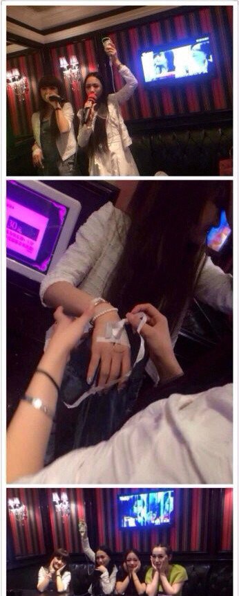 妹子真的是拼了-high-歌到底Duang-Duang的唱着歌打着点滴综合gif搞笑图片