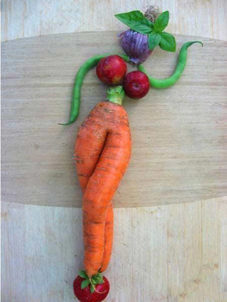 很有创意的纯天然美女萝卜植物gif搞笑图片