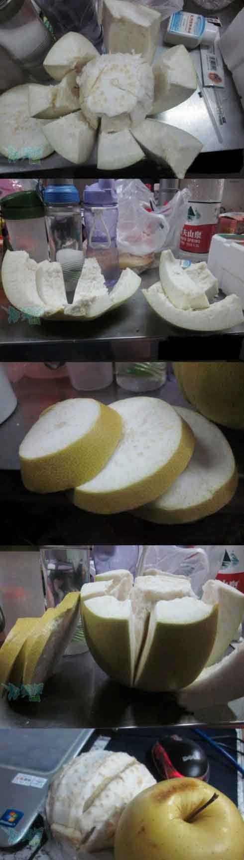 超市买了个特价柚子，回家切开后，我哭了植物gif搞笑图片