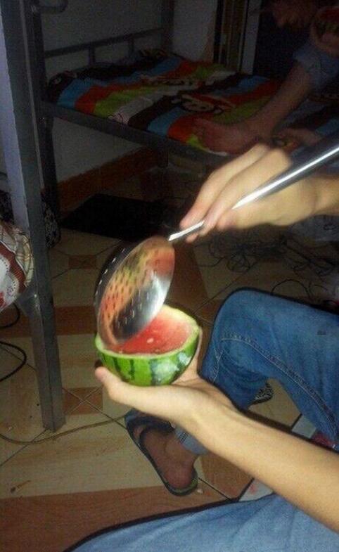 这样吃西瓜才够爽植物gif搞笑图片