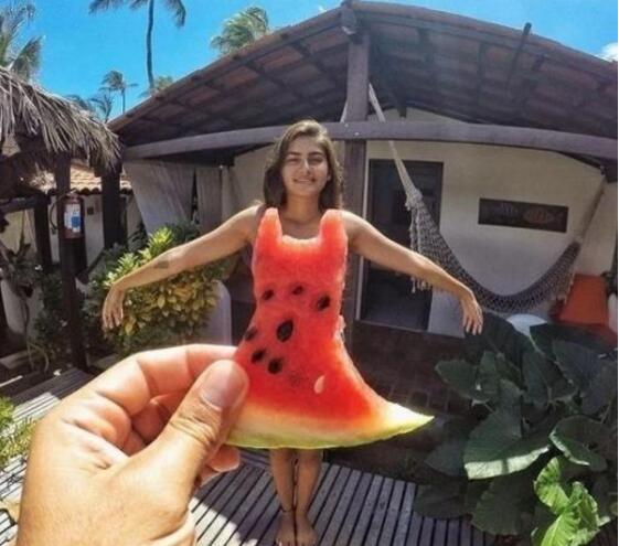 这西瓜裙适合你植物gif搞笑图片