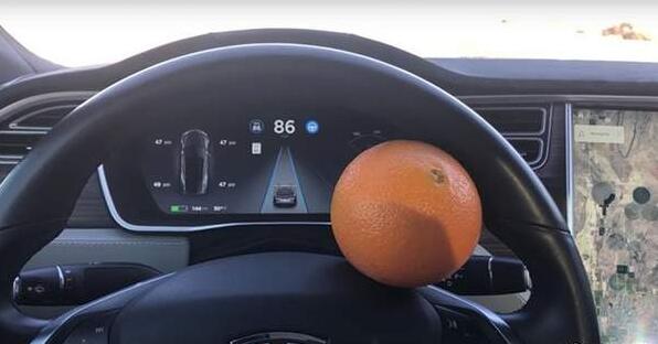 特斯拉自动辅助驾驶时，必须手握方向盘的警告系统被破解了植物gif搞笑图片