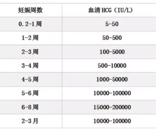 囊胚移植后hcg翻倍表格
