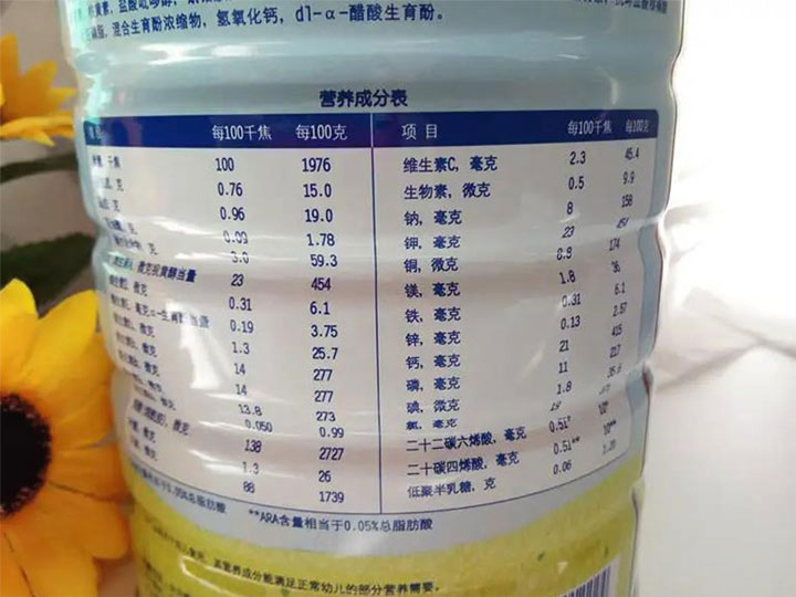 君乐宝优萃奶粉罐上opo含量在成分表中应该怎么看？