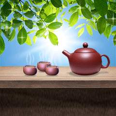 中老年动态表情包国际喝茶日3D字体图片