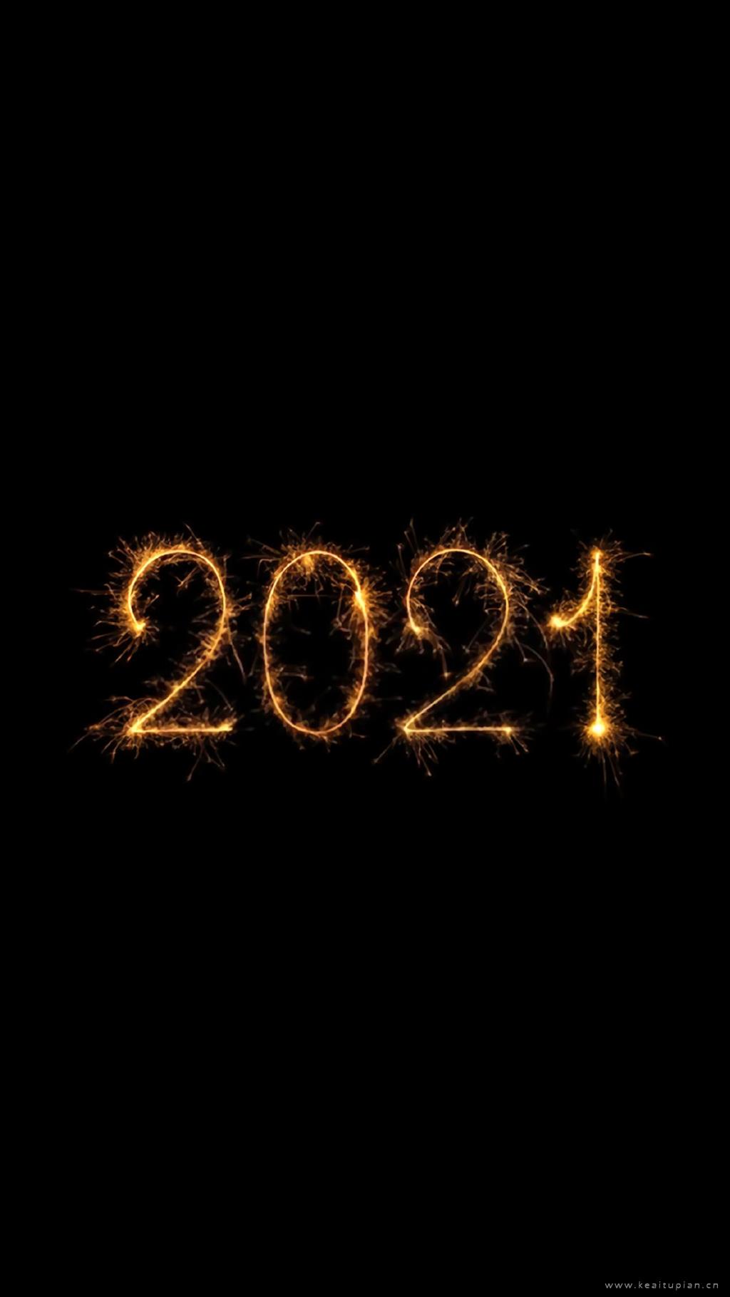 2024数字闪耀着火花炫酷简约黑色背景图片