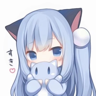 可爱蓝发小猫咪头像丨在欢闹中，寂寞是能把人冻伤的