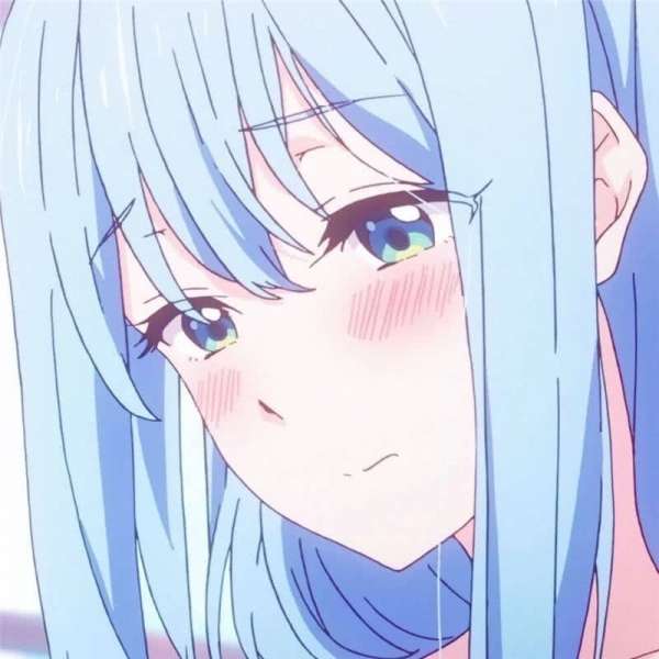 蓝色头发的动漫女生可爱头像图片