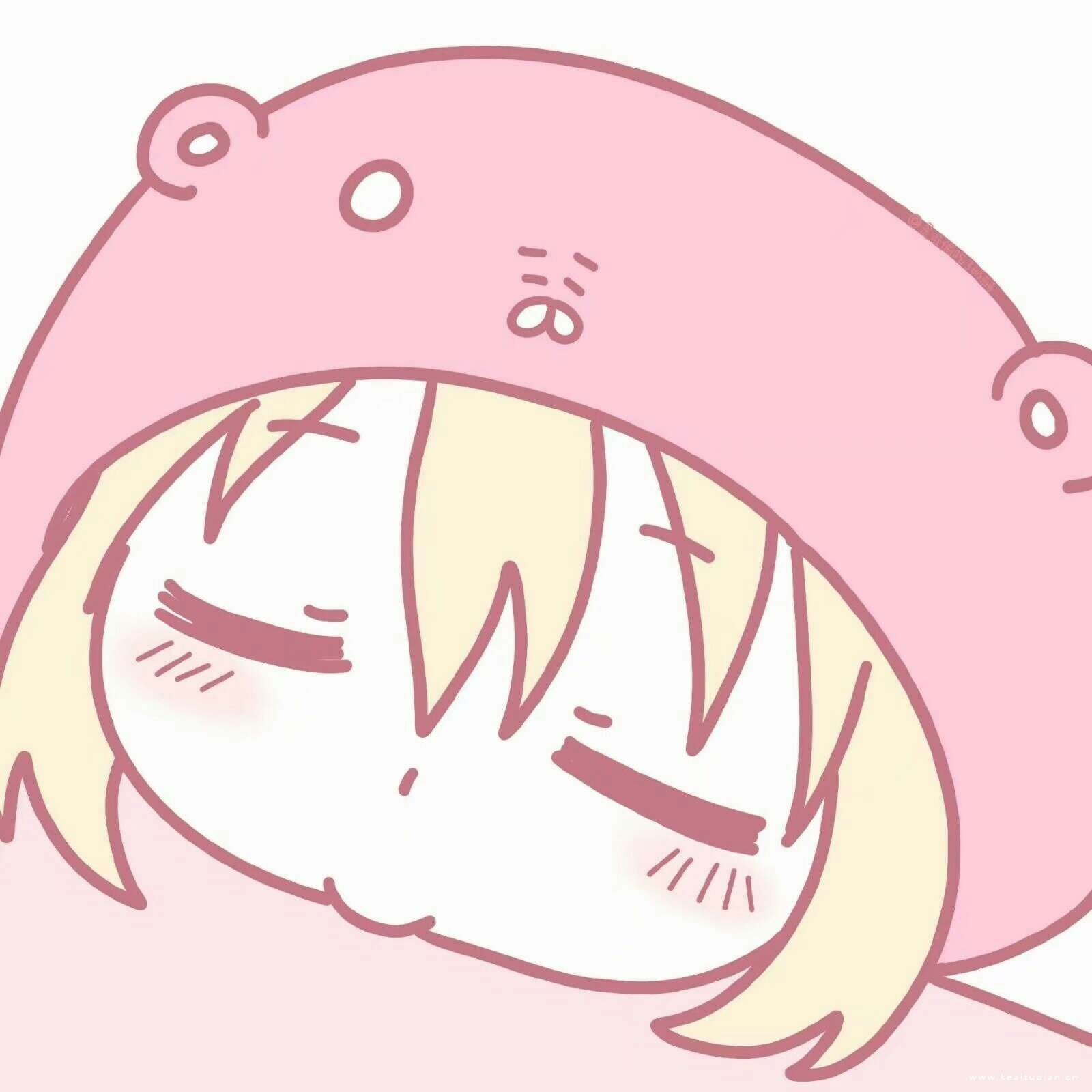 粉粉好看的卡通手绘女生头像丨心跳多久 我们就多久