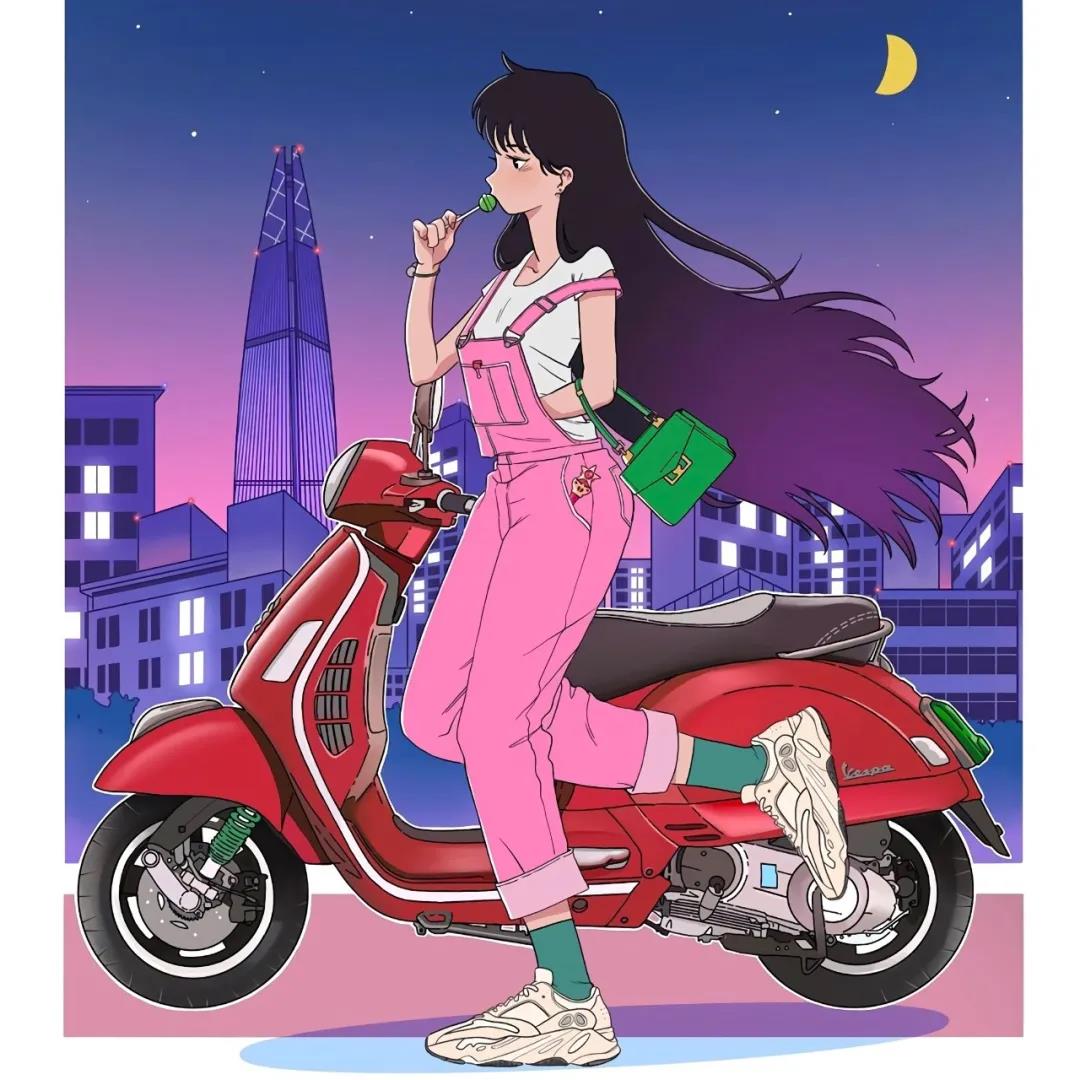 星空下行走的潮流女孩美少女战士高清动画头像图片