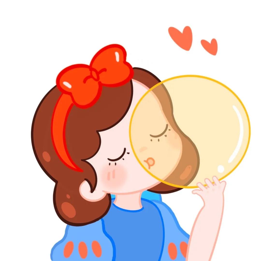 闭眼吹泡泡的迪士尼公主可爱动画头像图片